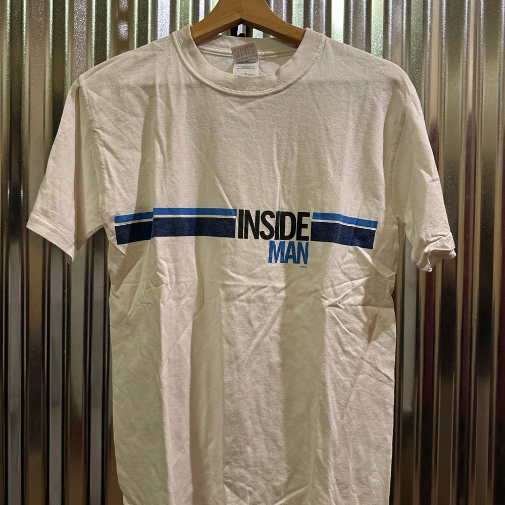 Gildan White Tee with Blue Graphic